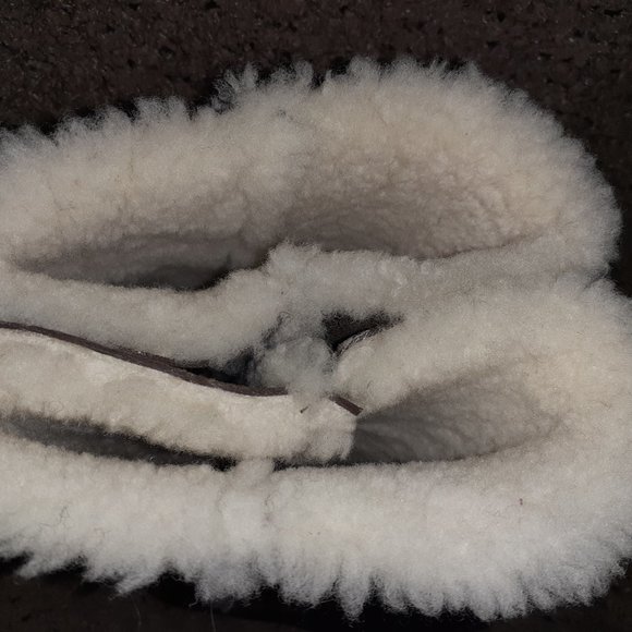 SAUTE MOUTON-Brown Leather/Distressed-Cream Sheepskin & Lining-Sz 38-Excellent - Picture 7 of 8